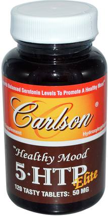 Healthy Mood, 5 HTP Elite, 50 mg, 120 Tasty Tablets by Carlson Labs, 補充劑，5-htp HK 香港