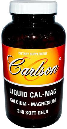 Liquid Cal-Mag, 250 Soft Gels by Carlson Labs, 補品，礦物質，鈣 HK 香港