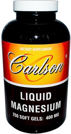 Liquid Magnesium, 400 mg, 250 Soft Gels by Carlson Labs, 補品，礦物質，氧化鎂 HK 香港
