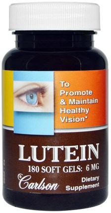 Lutein, 6 mg, 180 Soft Gels by Carlson Labs, 補充劑，抗氧化劑，葉黃素 HK 香港