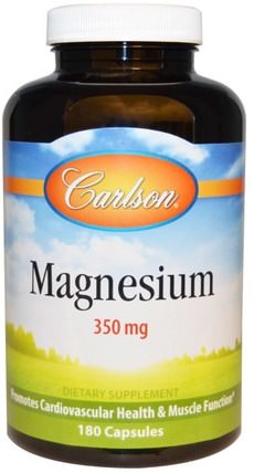 Magnesium, 350 mg, 180 Capsules by Carlson Labs, 補品，礦物質，氧化鎂 HK 香港