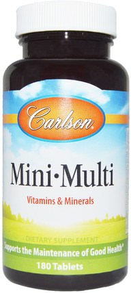 Mini-Multi, Vitamins & Minerals, Iron-Free, 180 Tablets by Carlson Labs, 健康 HK 香港