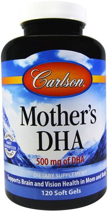 Mothers DHA, 500 mg, 120 Soft Gels by Carlson Labs, 補充劑，efa omega 3 6 9（epa dha），dha，epa，健康，懷孕 HK 香港