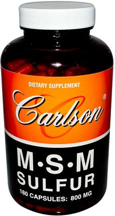 MSM Sulfur, 1.000 mg, 180 Veggie Caps by Carlson Labs, 補品，礦物質，關節炎 HK 香港