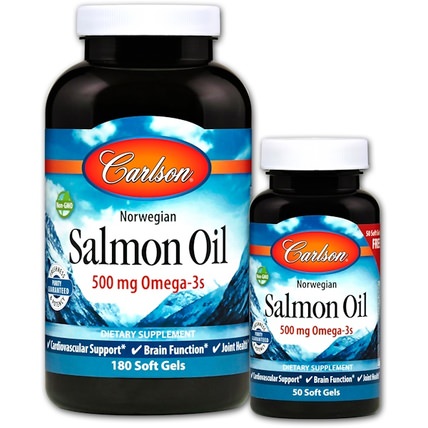 Norwegian Salmon Oil, 1.000 mg, 180 + 50 Free Soft Gels by Carlson Labs, 補充劑，efa omega 3 6 9（epa dha），魚油，鮭魚油 HK 香港