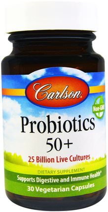 Probiotics 50+, 30 Veggie Caps by Carlson Labs, 補充劑，益生菌，穩定的益生菌 HK 香港