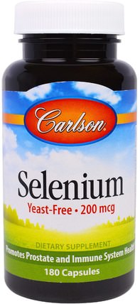 Selenium, 200 mcg, 180 Capsules by Carlson Labs, 補充劑，抗氧化劑，硒 HK 香港