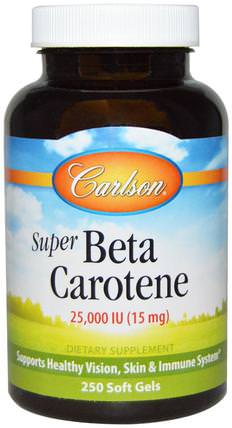 Super Beta Carotene, 25.000 IU (15 mg), 250 Soft Gels by Carlson Labs, 維生素，維生素a，β胡蘿蔔素 HK 香港