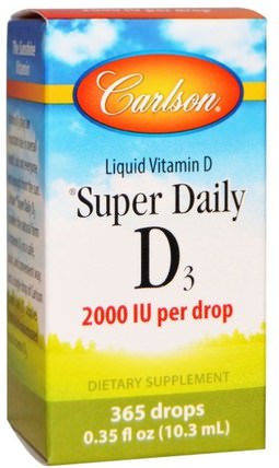Super Daily D3, 2.000 IU, 0.35 fl oz (10.3 ml) by Carlson Labs, 維生素，維生素D3，維生素D3液體 HK 香港