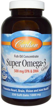Super Omega -3 Gems, 250 Soft Gels by Carlson Labs, 補充劑，efa omega 3 6 9（epa dha），dha，epa，魚油 HK 香港