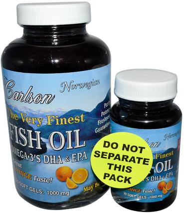 The Very Finest Fish Oil, Natural Orange, 1.000 mg, 2 Bottles, 120+30 Softgels by Carlson Labs, 補充劑，efa omega 3 6 9（epa dha），魚油，魚油軟膠囊 HK 香港