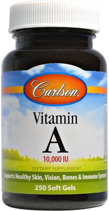 Vitamin A, 10.000 IU, 250 Soft Gels by Carlson Labs, 維生素，維生素a HK 香港