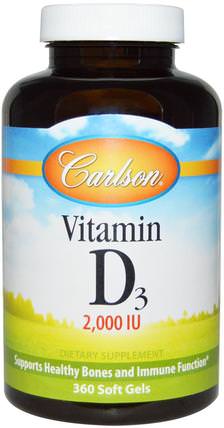 Vitamin D3, 2.000 IU, 360 Soft Gels by Carlson Labs, 維生素，維生素D3 HK 香港