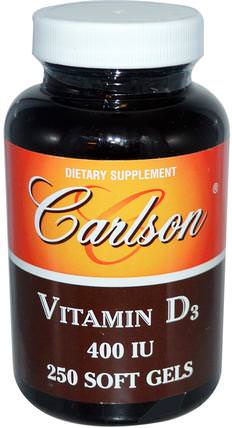 Vitamin D3, 400 IU, 250 Soft Gels by Carlson Labs, 維生素，維生素D3 HK 香港