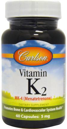 Vitamin K2, 5 mg, 60 Capsules by Carlson Labs, 維生素，維生素K HK 香港