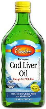 Wild Norwegian Cod Liver Oil, Natural Lemon, 16.9 fl oz (500 ml) by Carlson Labs, 補充劑，efa omega 3 6 9（epa dha），魚油，魚油液體 HK 香港