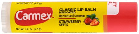 Classic Lip Balm, Medicated SPF 15, Strawberry.15 oz (4.25 g) by Carmex, 洗澡，美容，唇部護理，唇膏 HK 香港