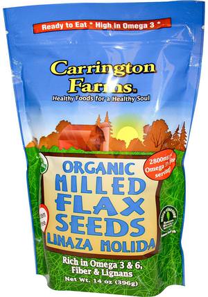 Organic Milled Flax Seeds, 14 oz (396 g) by Carrington Farms, 補充劑，亞麻籽 HK 香港