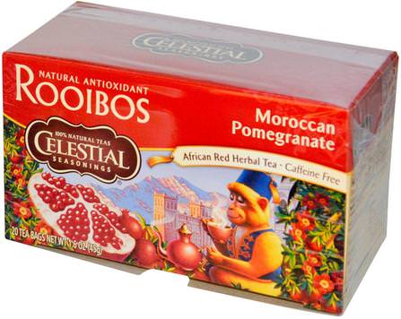 African Red Herbal Tea, Moroccan Pomegranate, Caffeine Free, 20 Bags, 1.6 oz (45 g) by Celestial Seasonings, 天體調味料，食物，如意寶茶 HK 香港