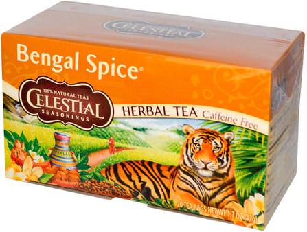 Herbal Tea, Bengal Spice, Caffeine Free, 20 Tea Bags, 1.7 oz (47 g) by Celestial Seasonings, 天體調味料 HK 香港