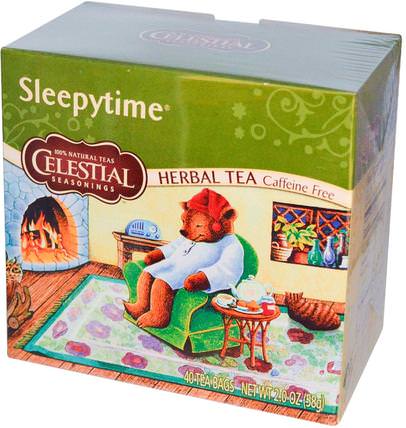 Herbal Tea, Caffeine Free, Sleepytime, 40 Tea Bags, 2.0 (58 g) by Celestial Seasonings, 天體調味料，食物，涼茶 HK 香港