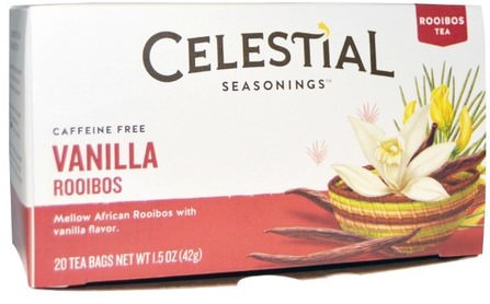 Rooibos Tea, Vanilla Rooibos, Caffeine Free, 20 Tea Bags, 1.5 oz (42 g) by Celestial Seasonings, 天體調味料，食物，如意寶茶 HK 香港