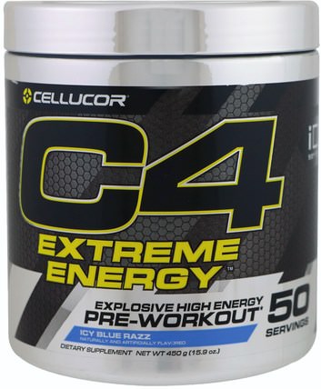 C4 Extreme Energy, Pre-Workout, Icy Blue Razz, 15.9 oz (450 g) by Cellucor, 健康，能量，運動 HK 香港