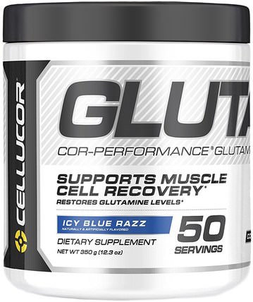 Cor-Performance Glutamine, Icy Blue Razz, 12.3 oz (350 g) by Cellucor, 補充劑，氨基酸，l谷氨酰胺，l谷氨酰胺粉末 HK 香港