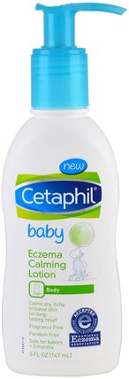 Baby, Eczema Calming Lotion, 5 fl oz (147 ml) by Cetaphil, 健康，皮膚，潤膚露 HK 香港