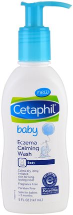 Baby, Eczema Calming Wash, 5 fl oz (147 ml) by Cetaphil, 健康，皮膚，潤膚露 HK 香港