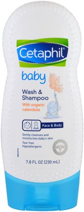 Baby, Wash & Shampoo with Organic Calendula, 7.8 fl oz (230 ml) by Cetaphil, 洗澡，美容，頭髮，頭皮，洗髮水 HK 香港