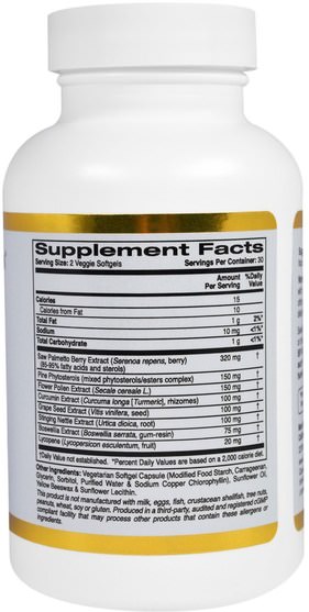 cgn條件101 - California Gold Nutrition, CGN, Targeted Support, Prostate 101, 60 Veggie Softgels