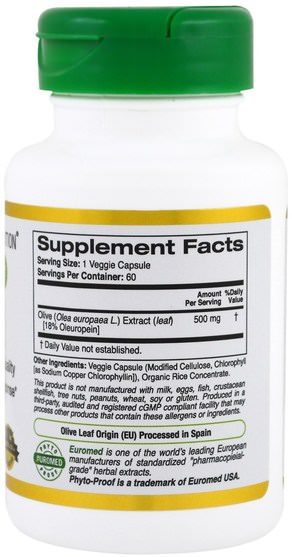 cgn euroherbs，健康，橄欖葉 - California Gold Nutrition, CGN, EuroHerbs, Olive Leaf Extract, 500 mg, 60 Veggie Caps