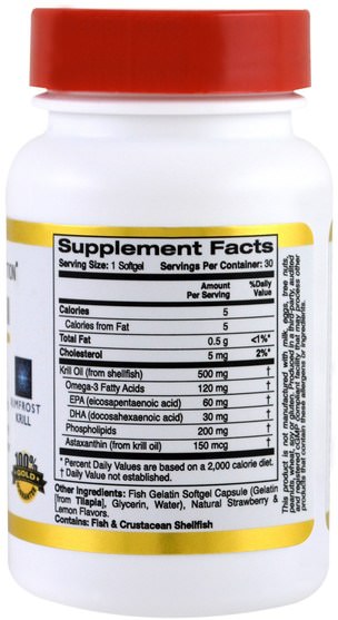 cgn磷蝦油，補充劑，efa omega 3 6 9（epa dha） - California Gold Nutrition, CGN, Antarctic Krill Oil, with Astaxanthin, RIMFROST, Natural Strawberry & Lemon Flavor, 500 mg, 30 Fish Gelatin Softgels