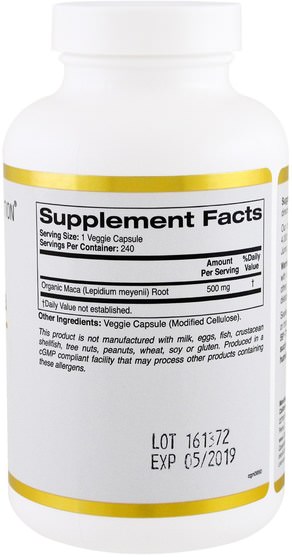 cgn maca，補充劑，adaptogen - California Gold Nutrition, CGN, Peruvian Maca, 500 mg, 240 Veggie Caps