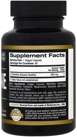 cgn純運動，cgn氨基酸 - California Gold Nutrition, CGN, Sport, L-Citrulline, Kyowa Hakko, 500 mg, 60 Veggie Caps