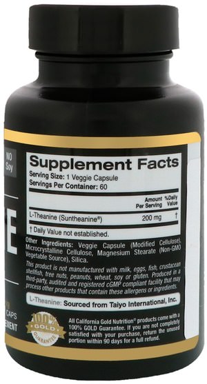 cgn純運動，cgn氨基酸 - California Gold Nutrition, CGN, Sport, L-Theanine, 200 mg, 60 Veggie Caps