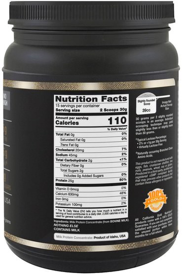 cgn純運動，cgn蛋白質 - California Gold Nutrition, CGN, Milk Protein Concentrate, Ultra-Low Lactose, Gluten Free, 16 oz (454 g)