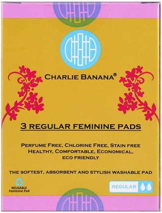 Regular Feminine Pads, Floralie, 3 Pads by Charlie Banana, 健康，女性 HK 香港