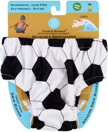 Reusable Swim Diaper, Soccer, Large, 1 Diaper by Charlie Banana, 兒童健康，尿布 HK 香港
