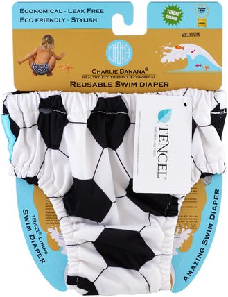 Reusable Swim Diaper, Soccer, Medium, 1 Diaper by Charlie Banana, 兒童健康，尿布 HK 香港