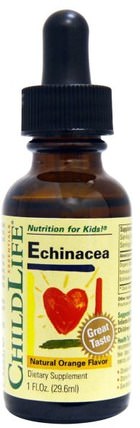 Essentials, Echinacea, Natural Orange Flavor, 1 fl oz (29.6 ml) by ChildLife, 兒童健康，兒童草藥 HK 香港