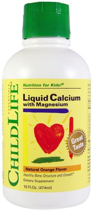 Essentials, Liquid Calcium with Magnesium, Natural Orange Flavor, 16 fl oz (474 ml) by ChildLife, 兒童健康，補充兒童 HK 香港