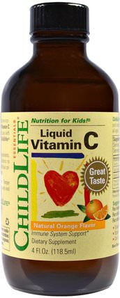 Essentials, Liquid Vitamin C, Natural Orange Flavor, 4 fl oz (118.5 mL) by ChildLife, 兒童健康，補充兒童 HK 香港