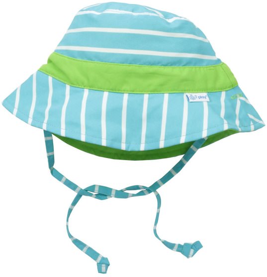 兒童健康，嬰兒，兒童，iplay太陽鏡 - iPlay Classic Reversible Bucket Sun Protection Hat, 9-12 Months, Aqua Stripe
