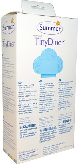 兒童健康，嬰兒，兒童，嬰兒旅行配件，兒童食品 - Summer Infant, The Original Tiny Diner Portable Placemat, Blue, 1 Mat