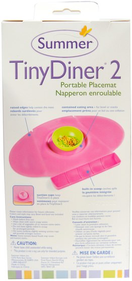 兒童健康，嬰兒，兒童，嬰兒旅行配件，兒童食品 - Summer Infant, Tiny Diner 2, Pink, Portable Placemat, 1 Placemat