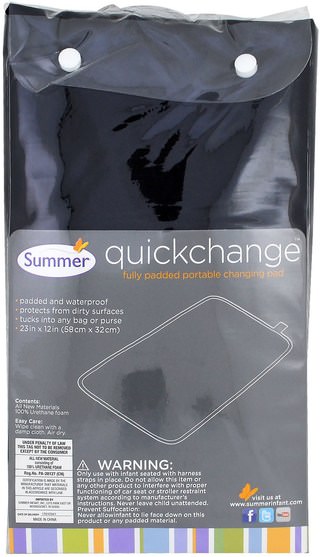兒童健康，嬰兒，兒童，嬰兒旅行配件 - Summer Infant, Quickchange, Fully Padded Portable Changing Pad, 1 Piece