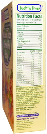 兒童健康，嬰兒餵養，嬰兒穀物，兒童食品 - Healthy Times, Organic Cereal for Baby, Mixed Grain, 8 oz (227 g)