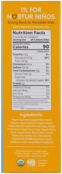 兒童健康，嬰兒餵養，嬰兒零食和手指食品，幼兒小吃 - NurturMe, Organic Ancient Grain Cookies, Honey, 4.3 oz (122 g)